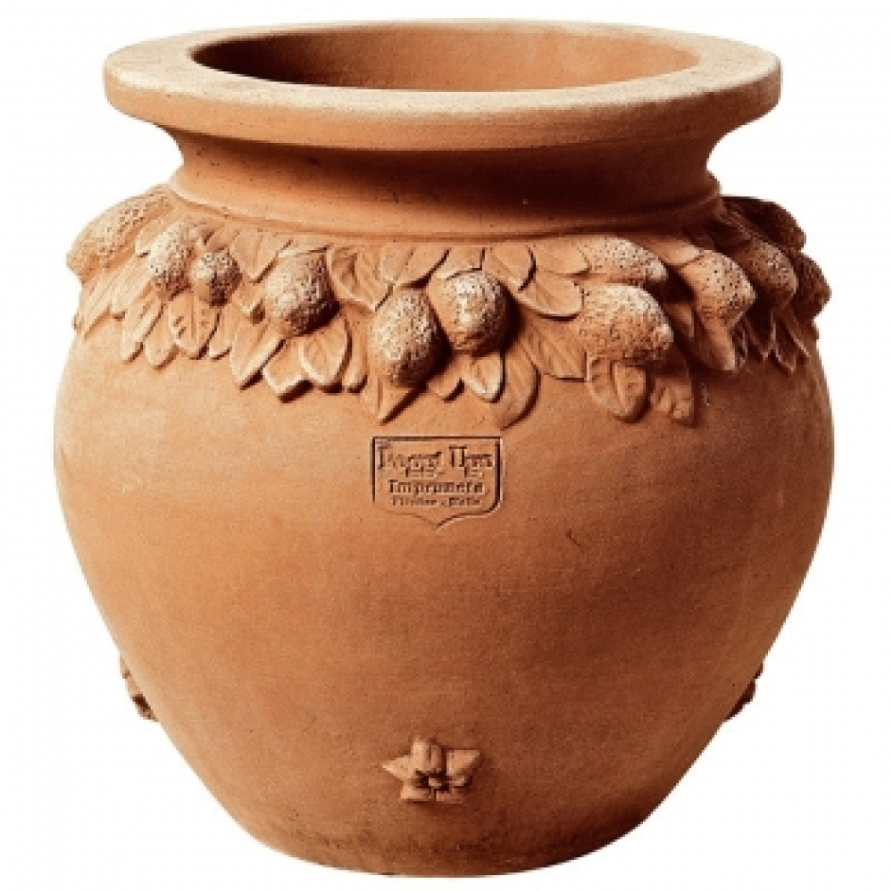 Preview: Pot ventru en terracotta originale d’Impruneta avec ornement de citrons