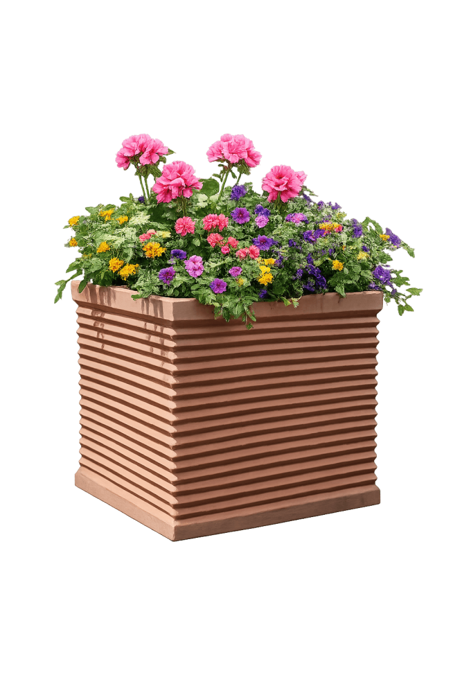 Le bac à fleurs carré à cannelures antiques