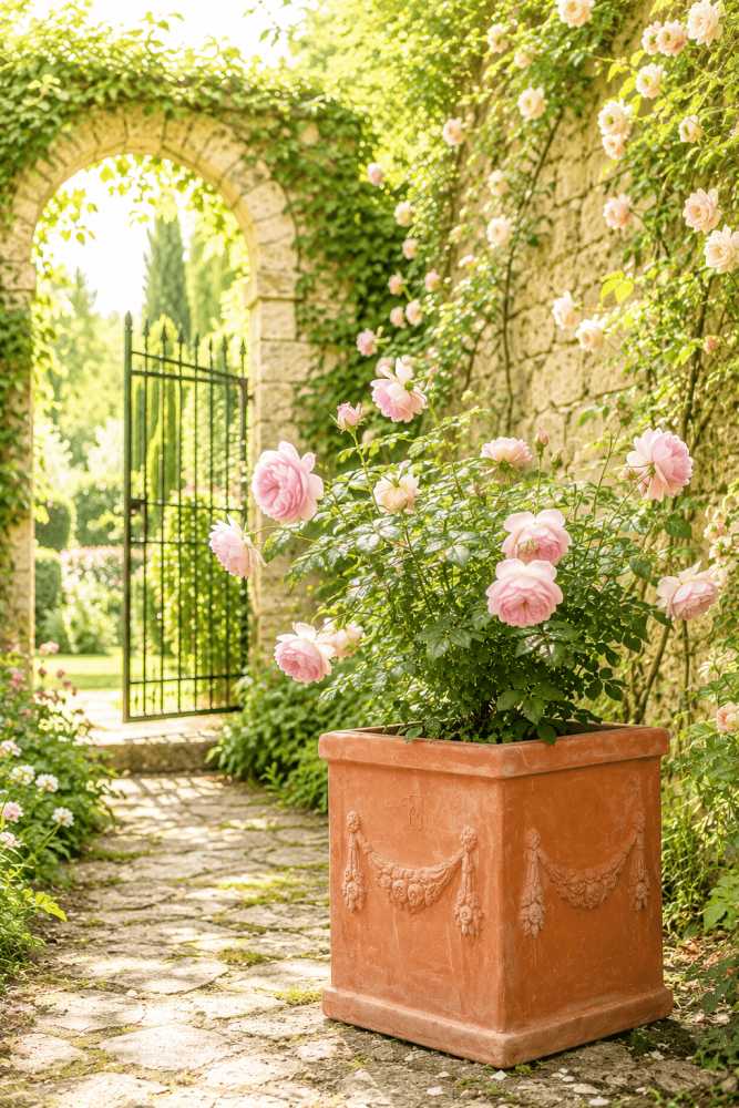 Preview: Jardinière Feston 29 × 29 cm en terre cuite d’Impruneta