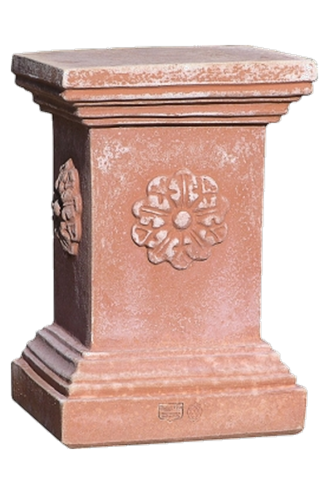 Colonne carrée en terre cuite d’Impruneta avec fleur décorative