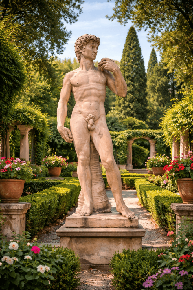 Statue David en terracotta d’Impruneta – sculpture artisanale de Toscane