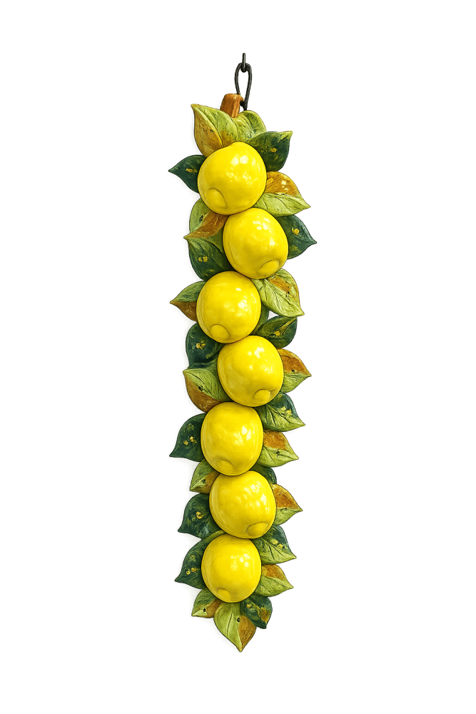 Décoration murale citron en céramique avec feuilles