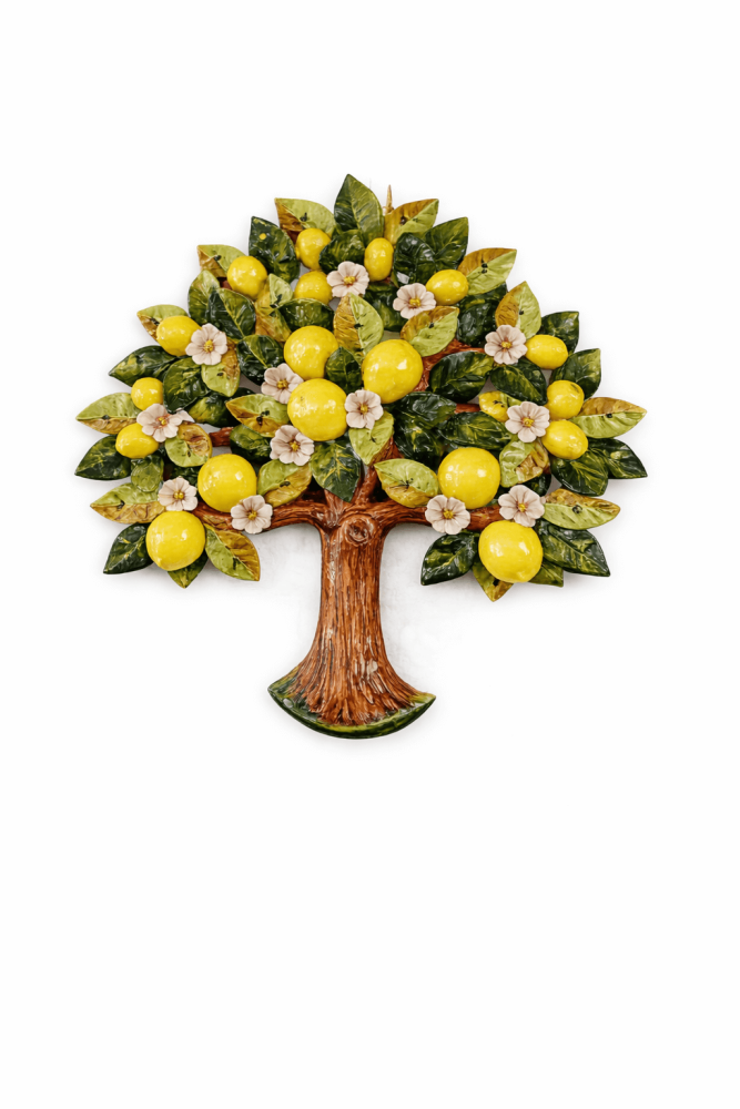 Décoration murale citronnier en céramique italienne – Art artisanal de Toscane