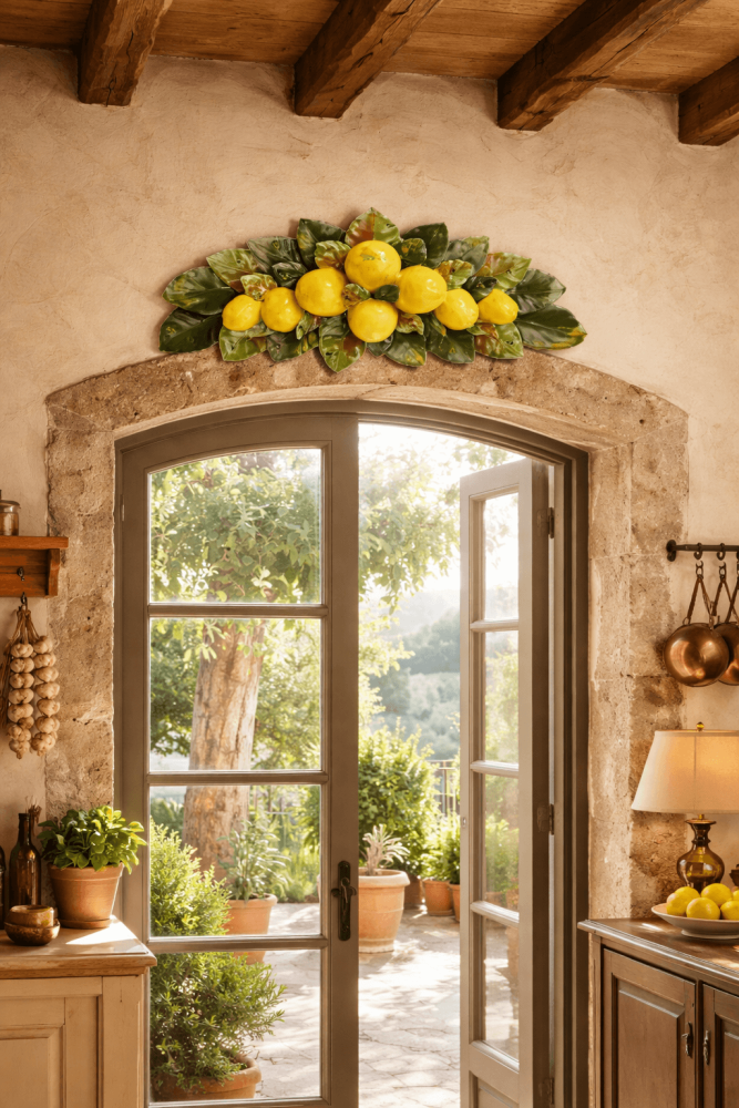 Preview: Décoration murale Soprafinestre en céramique italienne artisanale avec citrons – Art méditerranéen authentique