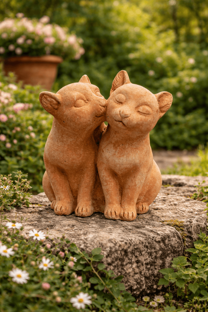 Couple de chats en terracotta Impruneta – résistante au gel