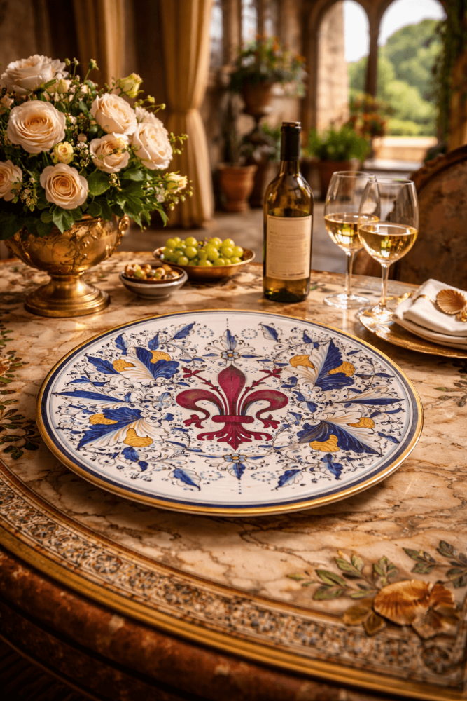 Assiette décorative toscane peinte à la main – artisanat italien d’exception