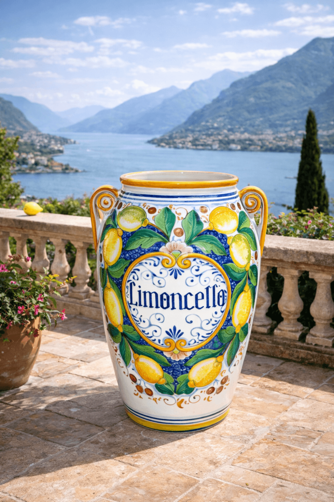 Vase Limoncello en majolique de Deruta peinte à la main