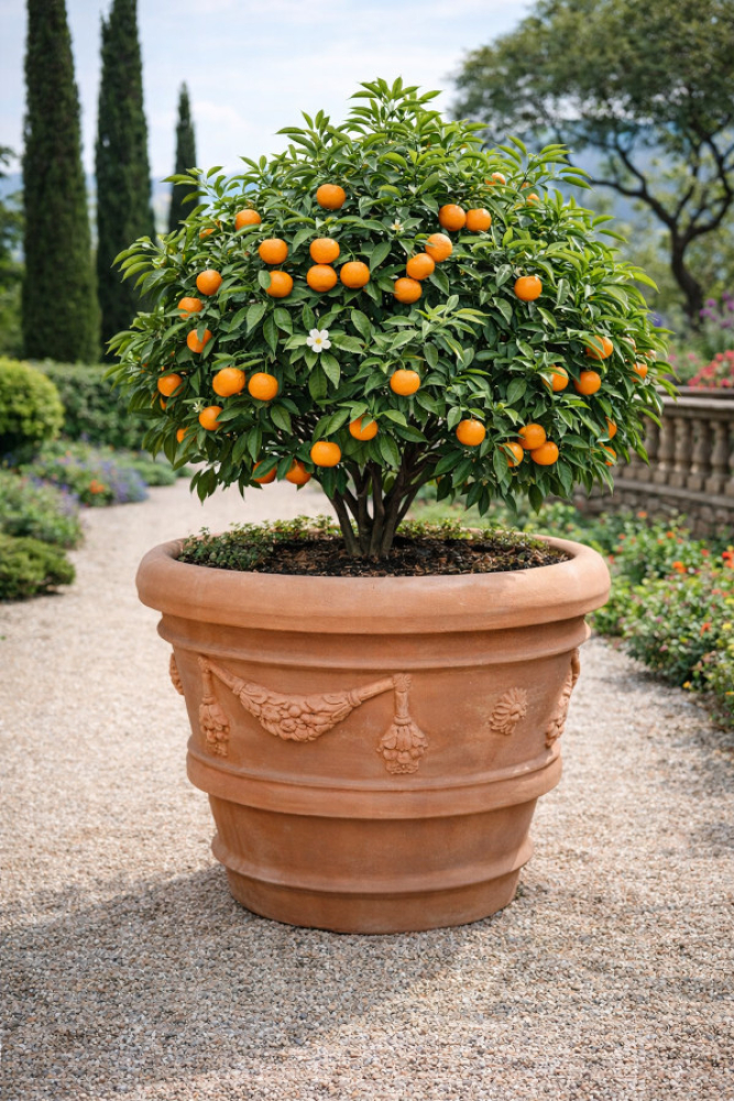 Pot en terracotta avec décor de vigne d’Impruneta