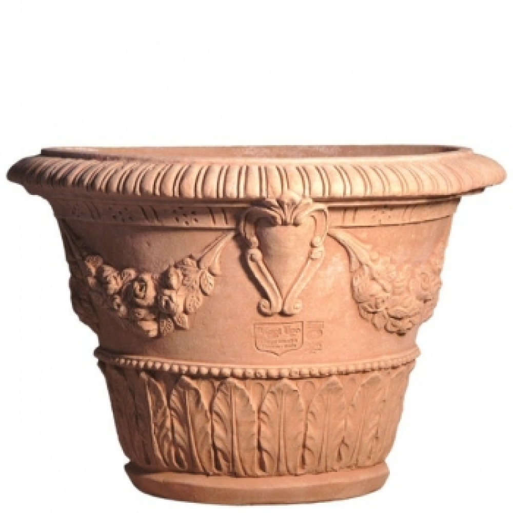 Pot décoré en terre cuite d'Impruneta 47 × 44 cm