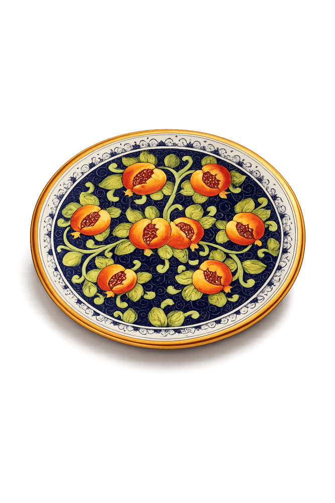 Assiette en céramique peinte à la main de Toscane avec grenades – Céramique italienne traditionnelle