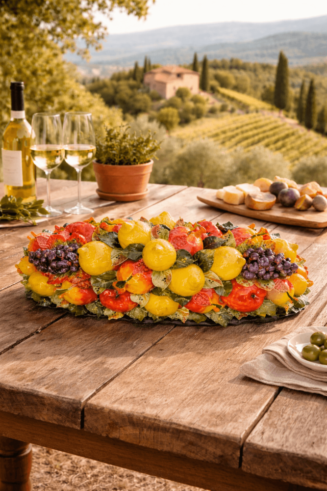 Décoration de table toscane en céramique artisanale – fruits décoratifs en majolique italienne