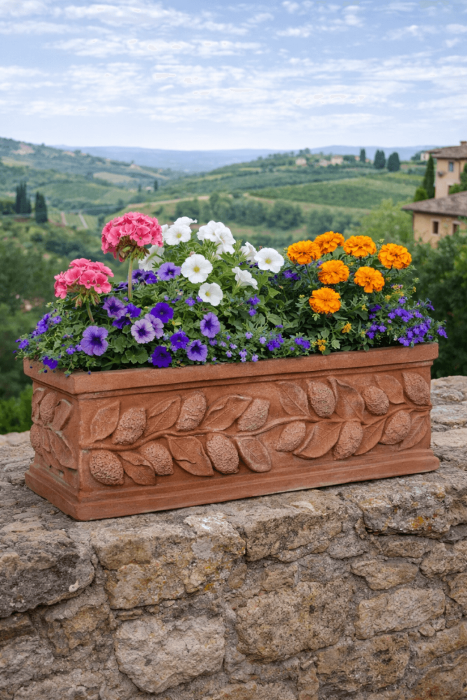Grand bac à plantes Impruneta en terre cuite – artisanat toscan authentique et résistance au gel