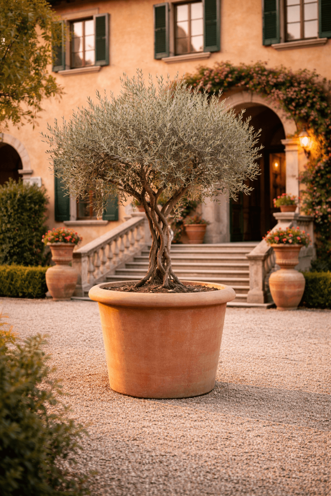 Grand pot en terre cuite Impruneta Ø75 × 68 cm – jardinière ronde pour olivier résistante au gel