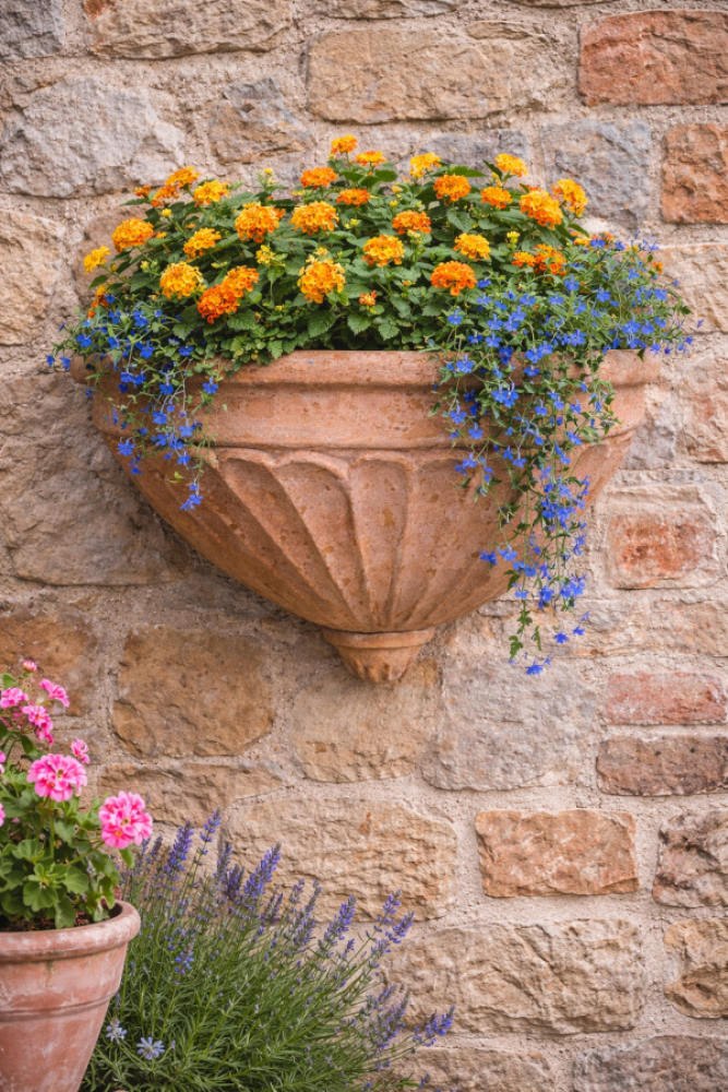 Pot mural décoré en terre cuite Impruneta